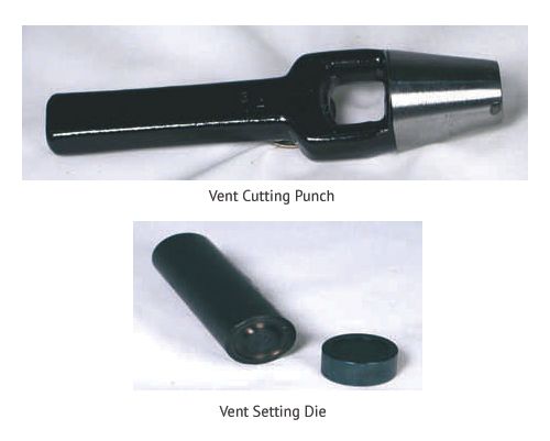 Vent setting die and punch