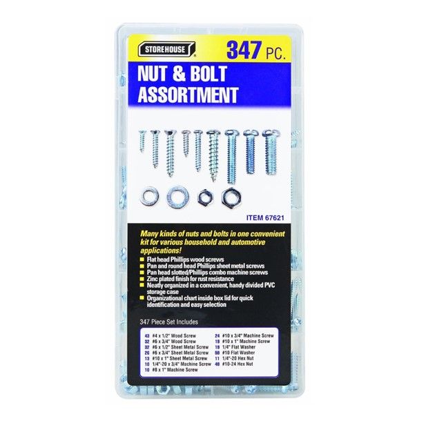 240-Piece Nut And Bolt Assortment – M4, M5, M6, M8, M10 Sizes, Hex Head, Comes With Storage Box