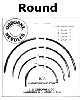 Osborne K-3 Curved Round Point Needles US177 C.S Upholstery Supplies 